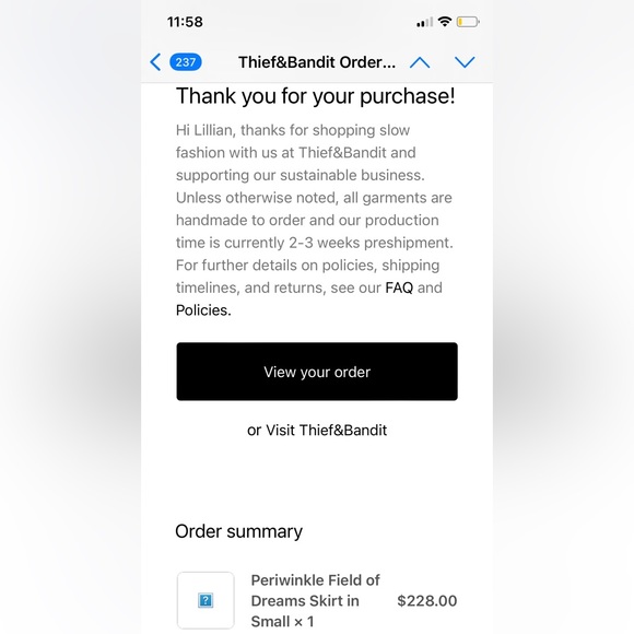 Thief and Bandit handmade Field of Dreams Skirt in Small. One of a kind sample - Picture 10 of 11